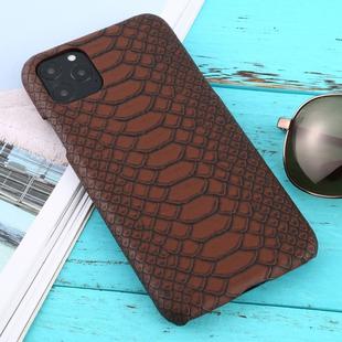 For iPhone 11 Pro Max Snakeskin Texture Paste Skin PC Protective Case(Brown)