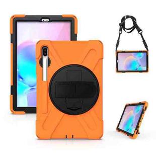 For Samsung Galaxy Tab S6 10.5 inch T860 / T865 Shockproof Colorful Silicone + PC Protective Case with Holder & Shoulder Strap & Hand Strap & Pen Slot(Orange)