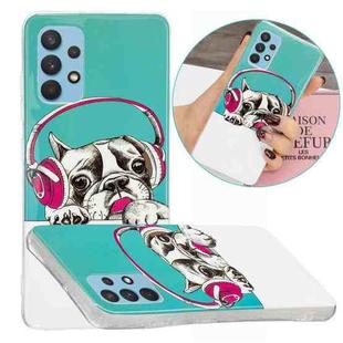 For Samsung Galaxy A32 4G Luminous TPU Protective Case(Headset Dog)
