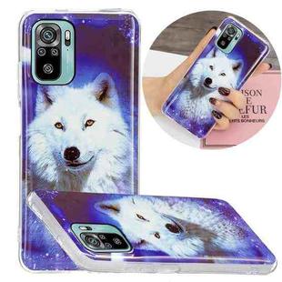 For Xiaomi Redmi Note 10 4G Luminous TPU Protective Case(Starry Sky Wolf)