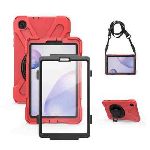 For Samsung Galaxy Tab A 8.4 2020 T307U Shockproof Colorful Silicone + PC Protective Case with Holder & Shoulder Strap & Hand Strap & Screen Protector(Red)