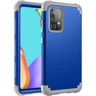 For Samsung Galaxy A52 4G / 5G PC + Silicone Three-piece Shockproof Protection Case(Navy Blue+Grey)