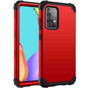 For Samsung Galaxy A52 4G / 5G PC + Silicone Three-piece Shockproof Protection Case(Red+Black)