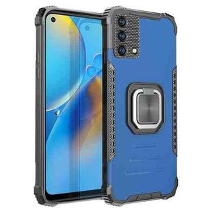 For OPPO A74 4G Fierce Warrior Series Armor All-inclusive Shockproof Aluminum Alloy + TPU Protective Case with Ring Holder(Blue)