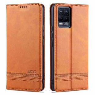 For OPPO Realme 8 / 8 Pro AZNS Magnetic Calf Texture Horizontal Flip Leather Case with Card Slots & Holder & Wallet(Light Brown)