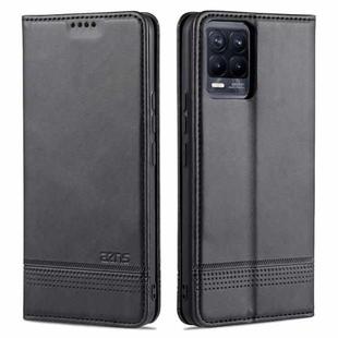 For OPPO Realme 8 / 8 Pro AZNS Magnetic Calf Texture Horizontal Flip Leather Case with Card Slots & Holder & Wallet(Black)