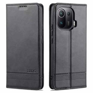 For Xiaomi Mi 11 Pro AZNS Magnetic Calf Texture Horizontal Flip Leather Case with Card Slots & Holder & Wallet(Black)
