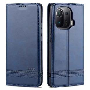 For Xiaomi Mi 11 Pro AZNS Magnetic Calf Texture Horizontal Flip Leather Case with Card Slots & Holder & Wallet(Blue)