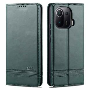 For Xiaomi Mi 11 Pro AZNS Magnetic Calf Texture Horizontal Flip Leather Case with Card Slots & Holder & Wallet (Green)