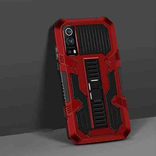 For vivo iQOO Z3 5G / Y72 5G Vanguard Warrior All Inclusive Double-color Shockproof TPU + PC Protective Case with Holder(Red)