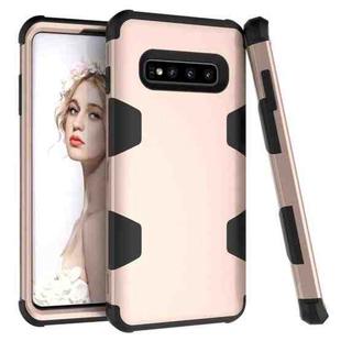 For Samsung Galaxy S10+ Contrast Color Silicone + PC Shockproof Case(Gold+Black)