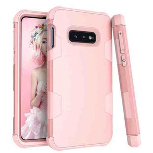 For Samsung Galaxy S10e Contrast Color Silicone + PC Shockproof Case(Rose Gold)