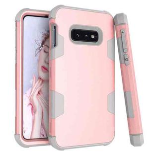 For Samsung Galaxy S10e Contrast Color Silicone + PC Shockproof Case(Rose Gold+Grey)