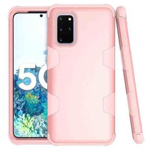 For Samsung Galaxy S20+ 5G Contrast Color Silicone + PC Shockproof Case(Rose Gold)