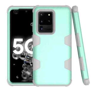 For Samsung Galaxy S20 Ultra 5G Contrast Color Silicone + PC Shockproof Case(Mint Green+Grey)