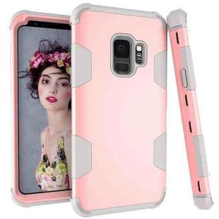 For Samsung Galaxy S9 Contrast Color Silicone + PC Shockproof Case(Rose Gold+Grey)
