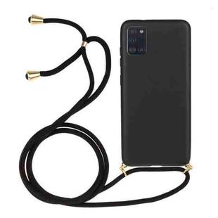 For Samsung Galaxy A31 Wheat Straw Material + TPU Protective Case with Lanyard(Black)