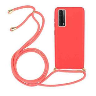 For Huawei P smart 2021 Wheat Straw Material + TPU Protective Case with Lanyard(Red)