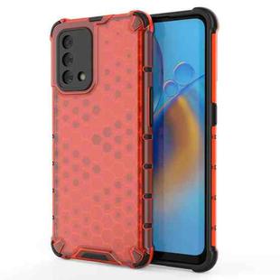 For OPPO A74 4G Shockproof Honeycomb PC + TPU Case(Red)