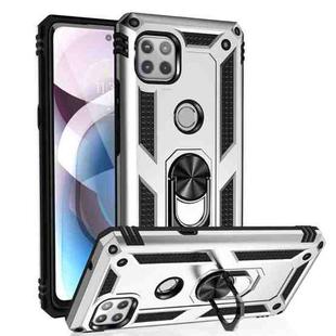 For Motorola Moto One 5G Ace Shockproof TPU + PC Protective Case with 360 Degree Rotating Holder(Silver)