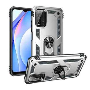 For Xiaomi Redmi Note 9 4G / 9T / 9 Power Shockproof TPU + PC Protective Case with 360 Degree Rotating Holder(Silver)