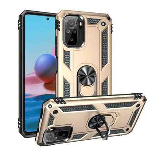 For Xiaomi Redmi Note 10 / Note 10S Shockproof TPU + PC Protective Case with 360 Degree Rotating Holder(Gold)
