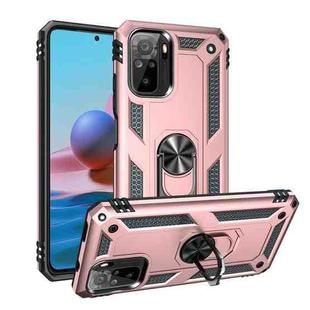 For Xiaomi Redmi Note 10 / Note 10S Shockproof TPU + PC Protective Case with 360 Degree Rotating Holder(Rose Gold)