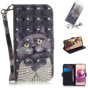 For Xiaomi Redmi Note 10 4G / Note 10S 3D Painted Pattern Magnetic Attraction Horizontal Flip Leather Case with Holder & Card Slot & Wallet & Lanyard(Embrace Cat)