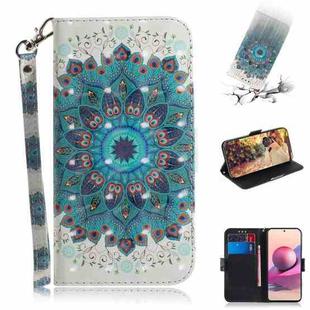 For Xiaomi Redmi Note 10 4G / Note 10S 3D Painted Pattern Magnetic Attraction Horizontal Flip Leather Case with Holder & Card Slot & Wallet & Lanyard(Peacock Wreath)