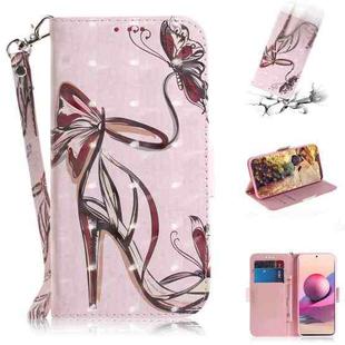 For Xiaomi Redmi Note 10 4G / Note 10S 3D Painted Pattern Magnetic Attraction Horizontal Flip Leather Case with Holder & Card Slot & Wallet & Lanyard(Butterfly High Heels)