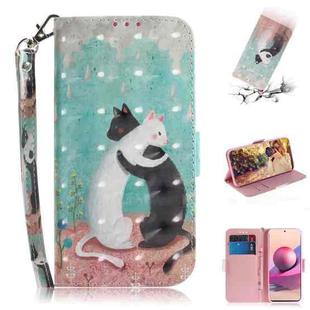 For Xiaomi Redmi Note 10 4G / Note 10S 3D Painted Pattern Magnetic Attraction Horizontal Flip Leather Case with Holder & Card Slot & Wallet & Lanyard(Black White Cat)