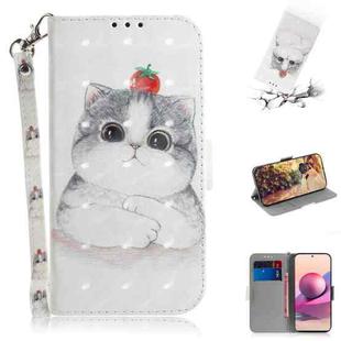 For Xiaomi Redmi Note 10 4G / Note 10S 3D Painted Pattern Magnetic Attraction Horizontal Flip Leather Case with Holder & Card Slot & Wallet & Lanyard(Cute Cat)