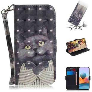 For Xiaomi Redmi Note 10 Pro 3D Painted Pattern Magnetic Attraction Horizontal Flip Leather Case with Holder & Card Slot & Wallet & Lanyard(Embrace Cat)