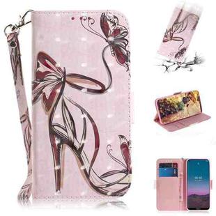 For Nokia 5.4 3D Painted Pattern Magnetic Attraction Horizontal Flip Leather Case with Holder & Card Slot & Wallet & Lanyard(Butterfly High Heels)