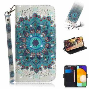 For Samsung Galaxy A52 5G / 4G 3D Painted Pattern Magnetic Attraction Horizontal Flip Leather Case with Holder & Card Slot & Wallet & Lanyard(Peacock Wreath)