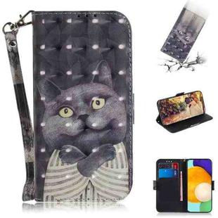 For Samsung Galaxy A72 5G / 4G 3D Painted Pattern Magnetic Attraction Horizontal Flip Leather Case with Holder & Card Slot & Wallet & Lanyard(Embrace Cat)
