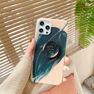 For iPhone 11 Watercolor Painting Series Half Coverage IMD Workmanship Protective Case with Folding Holder (DX-51)