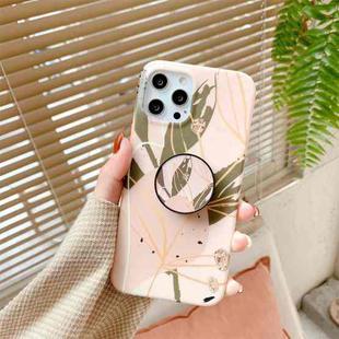 For iPhone 12 Pro Max Watercolor Painting Series Half Coverage IMD Workmanship Protective Case with Folding Holder(DX-49)