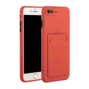 Card Slot Design Shockproof TPU Protective Case For iPhone 8 & 7(Plum Red)