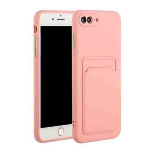 Card Slot Design Shockproof TPU Protective Case For iPhone 8 & 7(Pink)