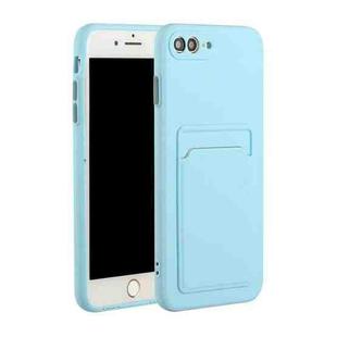 Card Slot Design Shockproof TPU Protective Case For iPhone 8 Plus & 7 Plus(Sky Blue)