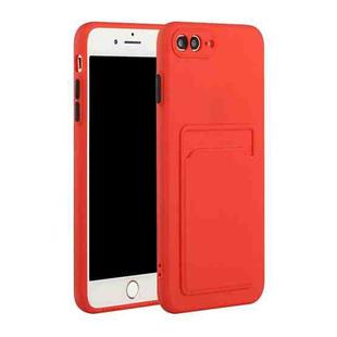 Card Slot Design Shockproof TPU Protective Case For iPhone 8 Plus & 7 Plus(Red)