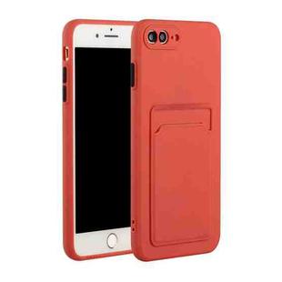 Card Slot Design Shockproof TPU Protective Case For iPhone 8 Plus & 7 Plus(Plum Red)