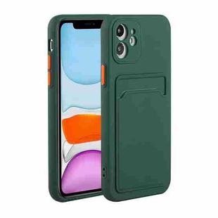 Card Slot Design Shockproof TPU Protective Case For iPhone 11(Dark Green)