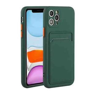 Card Slot Design Shockproof TPU Protective Case For iPhone 11 Pro Max(Dark Green)