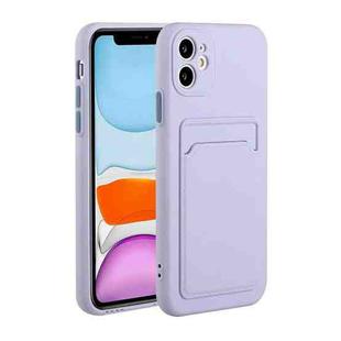 For iPhone 12 Card Slot Design Shockproof TPU Protective Case(Purple)