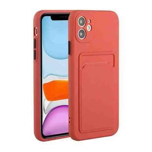 For iPhone 12 Card Slot Design Shockproof TPU Protective Case(Plum Red)