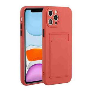 For iPhone 12 Pro Card Slot Design Shockproof TPU Protective Case(Plum Red)