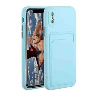 For iPhone X / XS Card Slot Design Shockproof TPU Protective Case(Sky Blue)