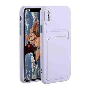 For iPhone X / XS Card Slot Design Shockproof TPU Protective Case(Purple)